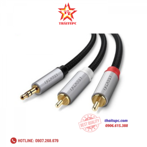 Cáp chuyển 3.5mm 1,5M sang 2 đầu hoa sen RCA chính hãng Ugreen 10511