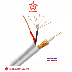 Cáp camera + dây nguồn Watashi RG6+2C WCP 085 305m (trắng/đen)