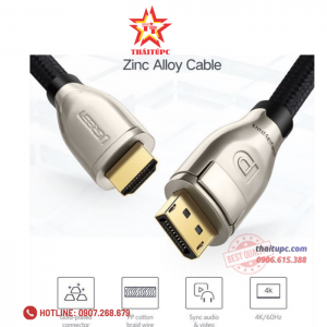 Cáp Displayport to HDMI 2.0 dài 2m hỗ trợ 3D 4K/60Hz chính hãng Ugreen 40434 cao cấp