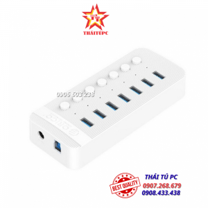 Bộ chia USB HUB 7 cổng USB 3.0 với các công tắc riêng lẻ Orico CT2U3-7AB-WH