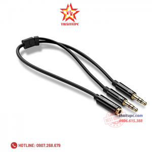 Cáp Audio 3,5mm âm ra 2 đầu 3,5mm 1 Mic 1 loa chính hãng Ugreen 20899 mạ vàng cao cấp