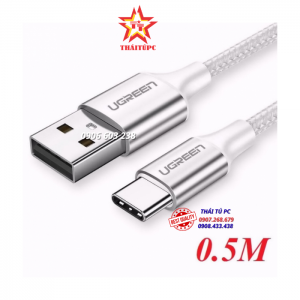 CÁP USB TO USB-C BỌC NHÔM MÀU BẠC UGREEN 60130 (US288 1006013)