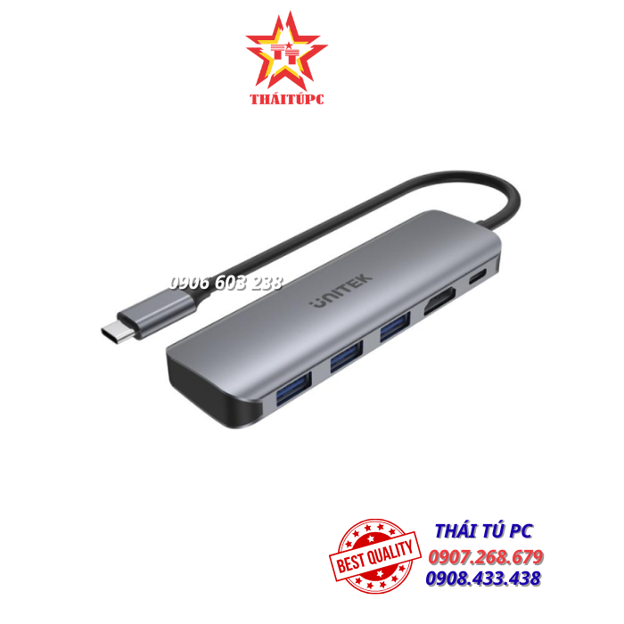 CÁP TYPE-C SANG 3 USB 3.0 + HDMI + PD 100W UNITEK H1107E CÁP TYPE-C SANG 3 USB 3.0 + HDMI + PD 100W UNITEK H1107E