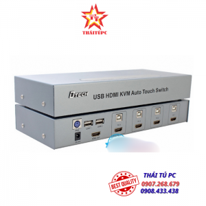 Bộ chuyển tín hiệu DTECH DT-8141 tự động 4 HDMI/USB/KMV ra 1 (Xám).