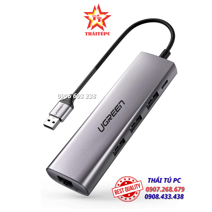 Bộ chia USB 3.0 ra 3 cổng USB 3.0 + Lan 1000Mbps Ugreen 60812 Bộ chia USB 3.0 ra 3 cổng USB 3.0 + Lan 1000Mbps Ugreen 60812
