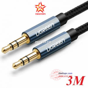 DÂY AV 3.5MM (M/M) UGREEN 10688 DÀI 3M ĐẦU HỢP KIM BỌC LƯỚI CAO CẤP