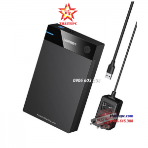 HỘP ĐỰNG Ổ CỨNG 3.5" 2.5 INCH CHUẨN SATA RA USB 3.0 UGREEN 50423 HỖ TRỢ 16TB CÓ CẤP NGUỒN US222 20050423